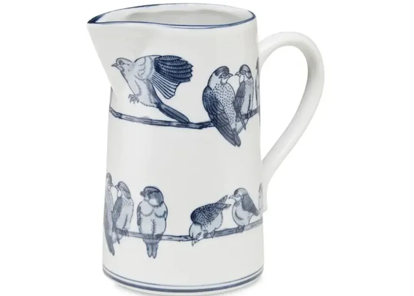 10" Ceramic Bird Pitcher - Blue/White