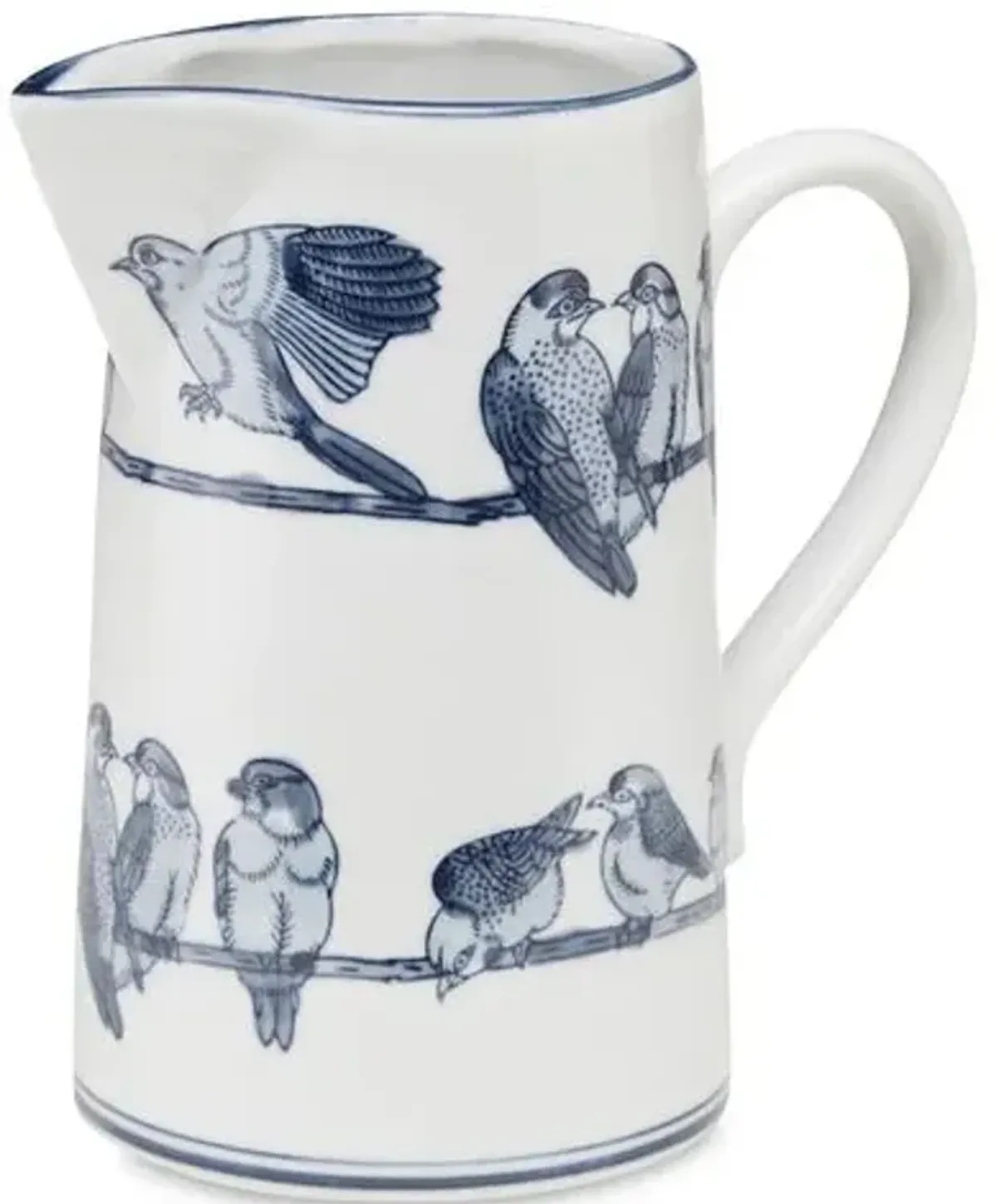 10" Ceramic Bird Pitcher - Blue/White