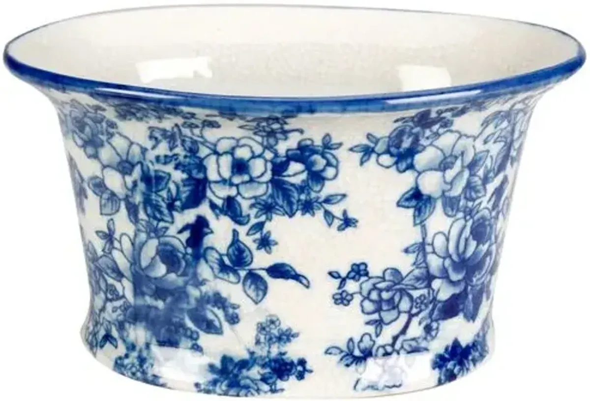 9" Ceramic Planter - Blue/White - 5Hx6.5Wx9D in