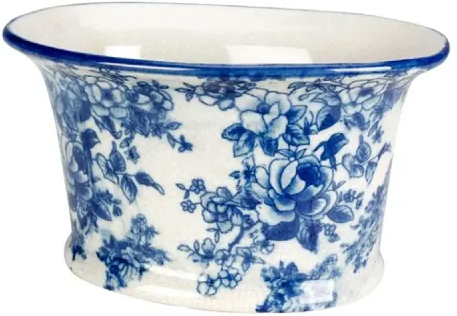 9" Ceramic Planter - Blue/White - 5Hx6.5Wx9D in