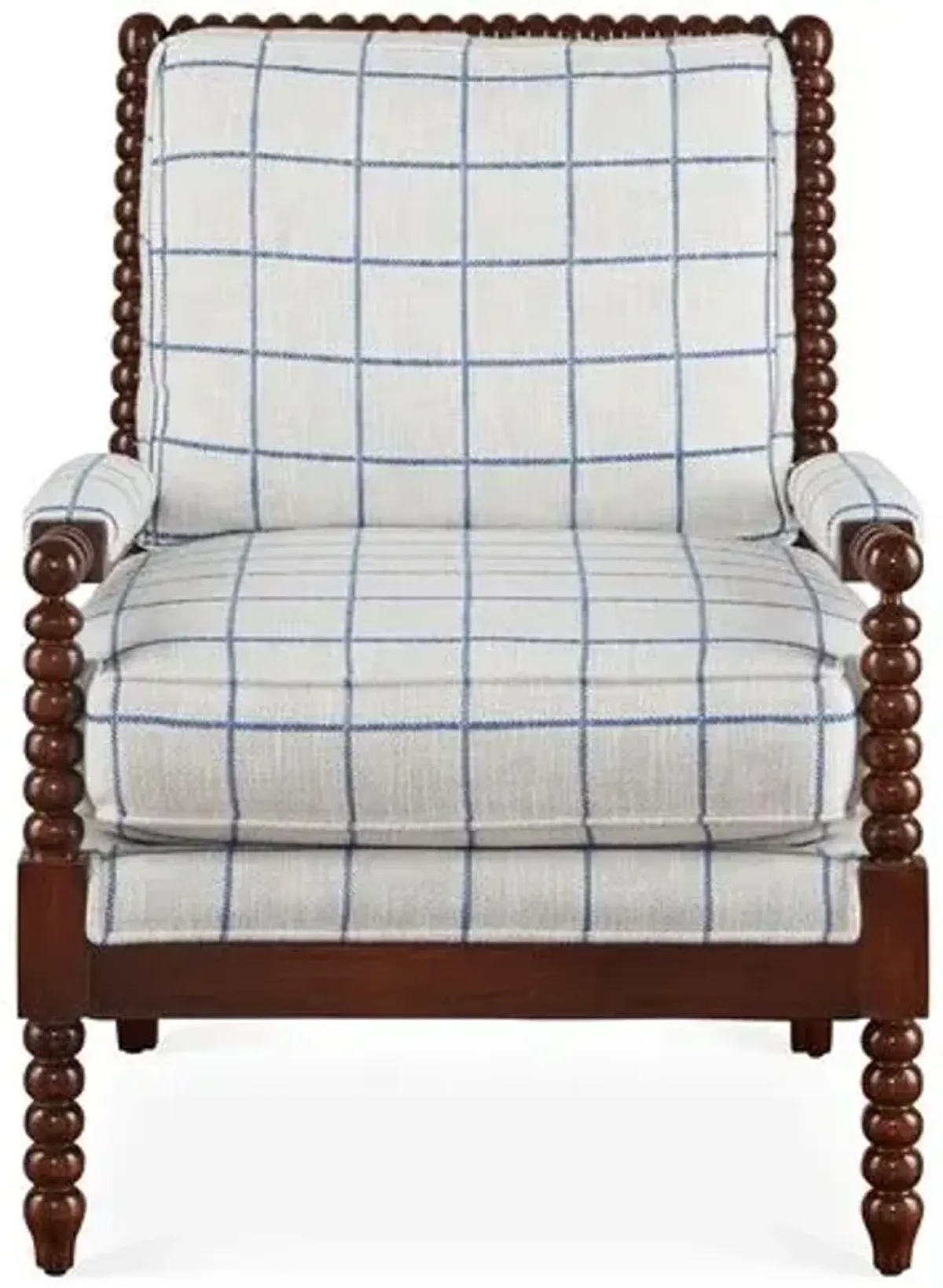 Bankwood Accent Chair - Light Blue Plaid - Miles Talbott - Handcrafted, Comfortable, Durable, Cushioned