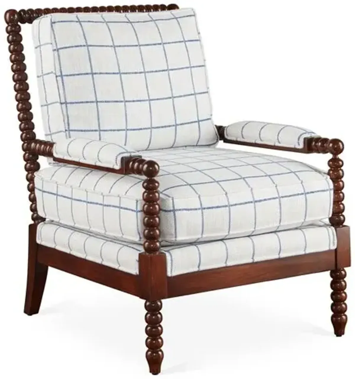 Bankwood Accent Chair - Light Blue Plaid - Miles Talbott - Handcrafted, Comfortable, Durable, Cushioned