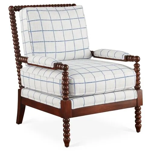 Bankwood Accent Chair - Light Blue Plaid - Miles Talbott - Handcrafted, Comfortable, Durable, Cushioned