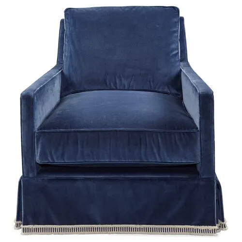 Auburn Club Chair - Mariner Velvet - Miles Talbott - Hancrafted in the USA