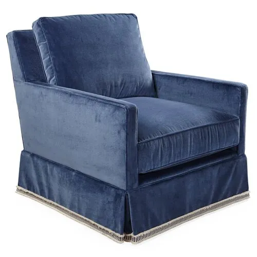 Auburn Club Chair - Mariner Velvet - Miles Talbott - Hancrafted in the USA