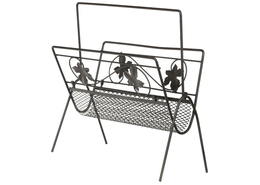 1960s Mesh & Leaf Magazine Rack - 2-b-Modern - Gray