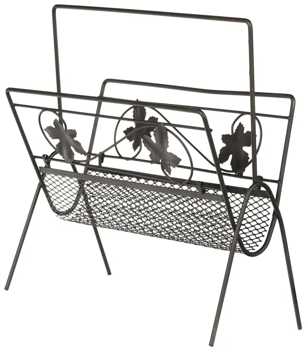 1960s Mesh & Leaf Magazine Rack - 2-b-Modern - Gray