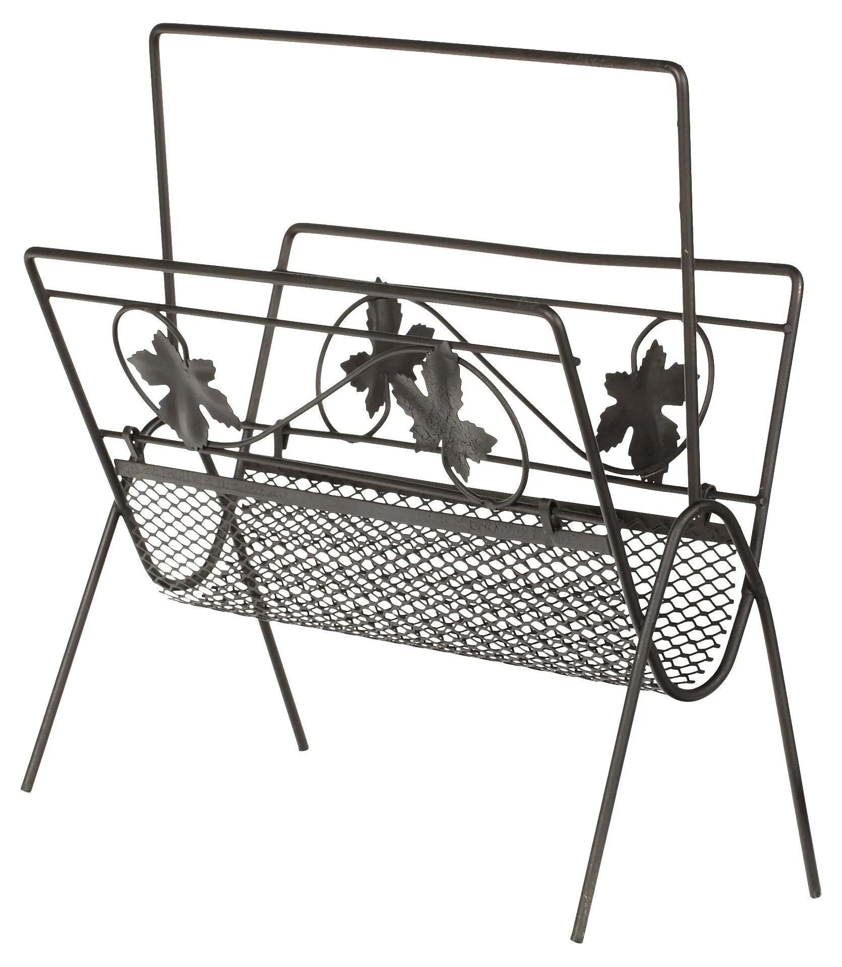 1960s Mesh & Leaf Magazine Rack - 2-b-Modern - Gray