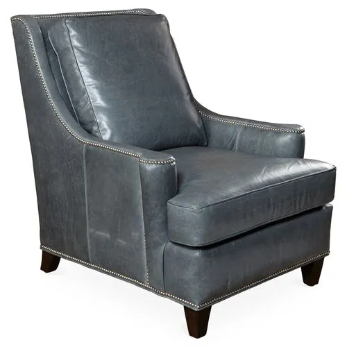 Brody Leather Accent Chair - Storm-Gray - Massoud, Comfortable, Durable