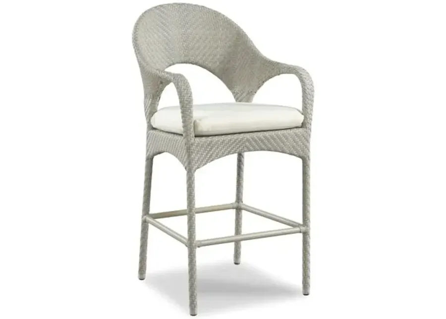 Redmond Outdoor Barstool - Gray Sunbrella - White