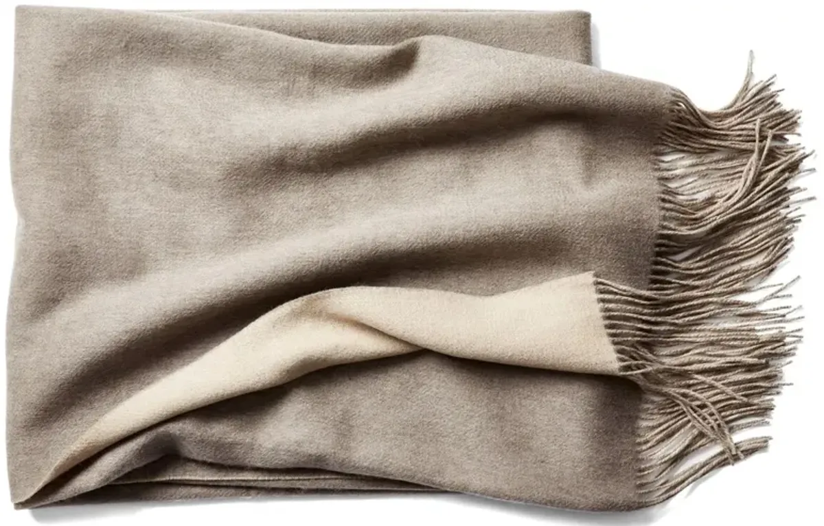 Reversible Cashmere-Blend Throw, Sand