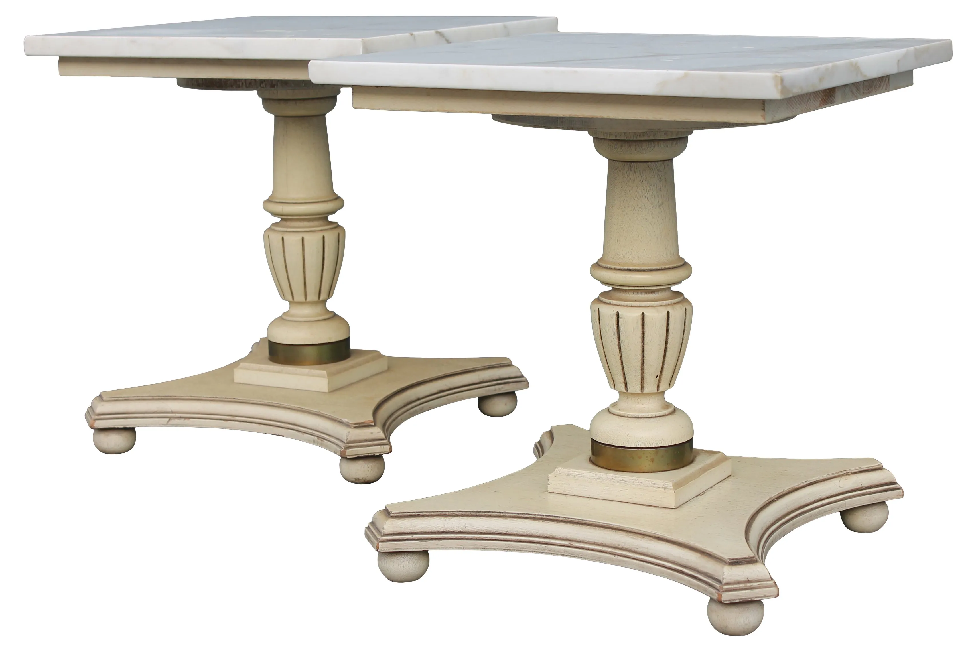 Italian Provincial Accent Tables - Set of 2 - Something Vintage - Gray - 16" l x 16" w x 17.5" h