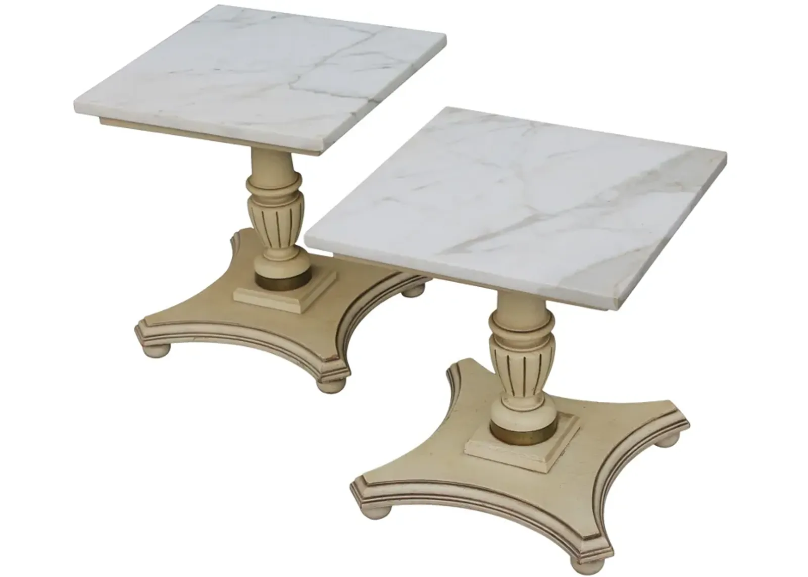 Italian Provincial Accent Tables - Set of 2 - Something Vintage - Gray - 16" l x 16" w x 17.5" h