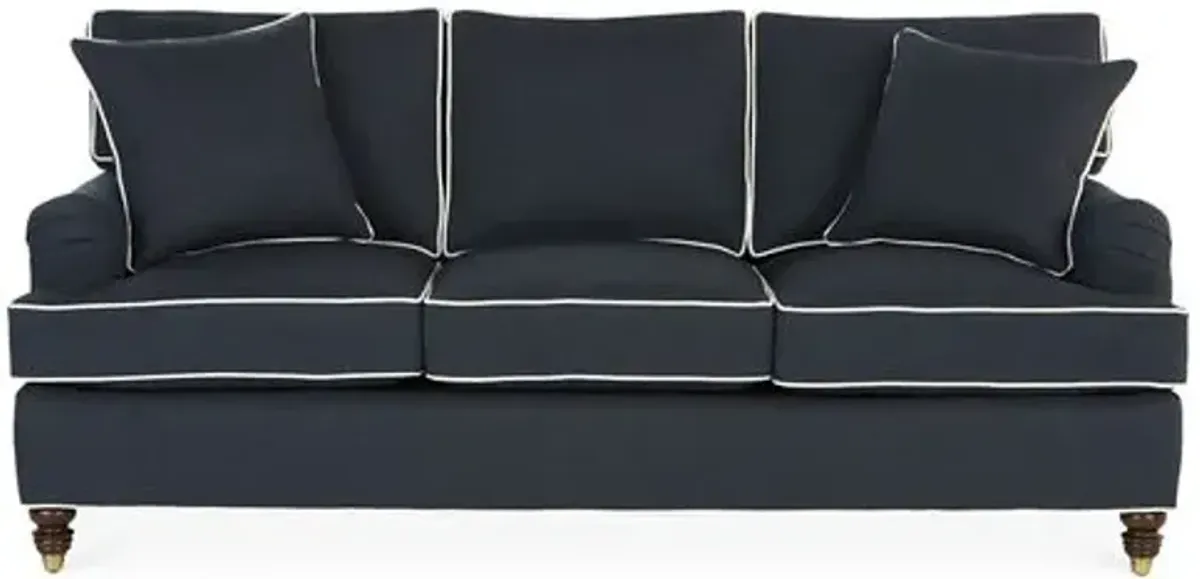 Kate Sofa - Navy/White Crypton - Miles Talbott - Handcrafted