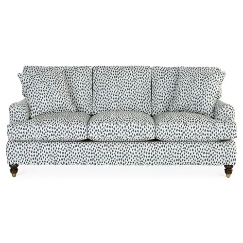 Kate Sofa - Navy Spot Sunbrella - Miles Talbott - Handcrafted