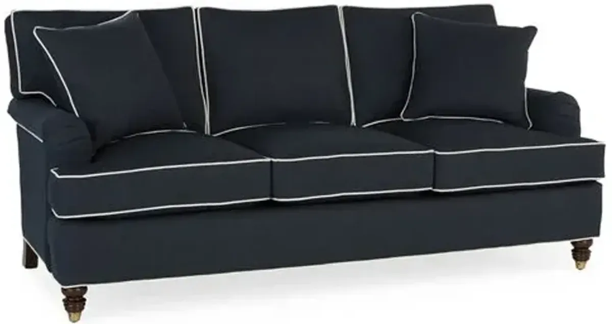 Kate Queen Sleeper Sofa - Navy/Ivory Crypton - Miles Talbott - Handcrafted