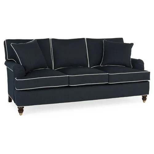 Kate Queen Sleeper Sofa - Navy/Ivory Crypton - Miles Talbott - Handcrafted