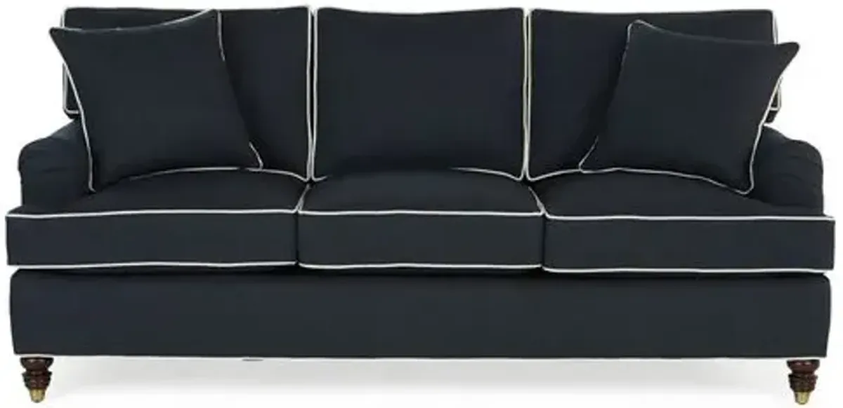 Kate Queen Sleeper Sofa - Navy/Ivory Crypton - Miles Talbott - Handcrafted