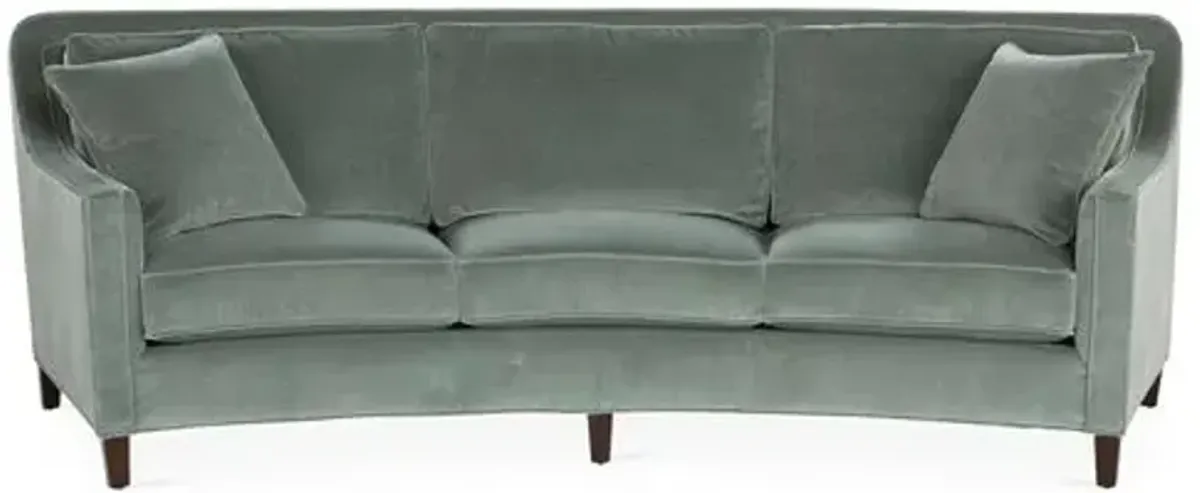 Caymen Curved Sofa - Sage Velvet - Miles Talbott - Handcrafted