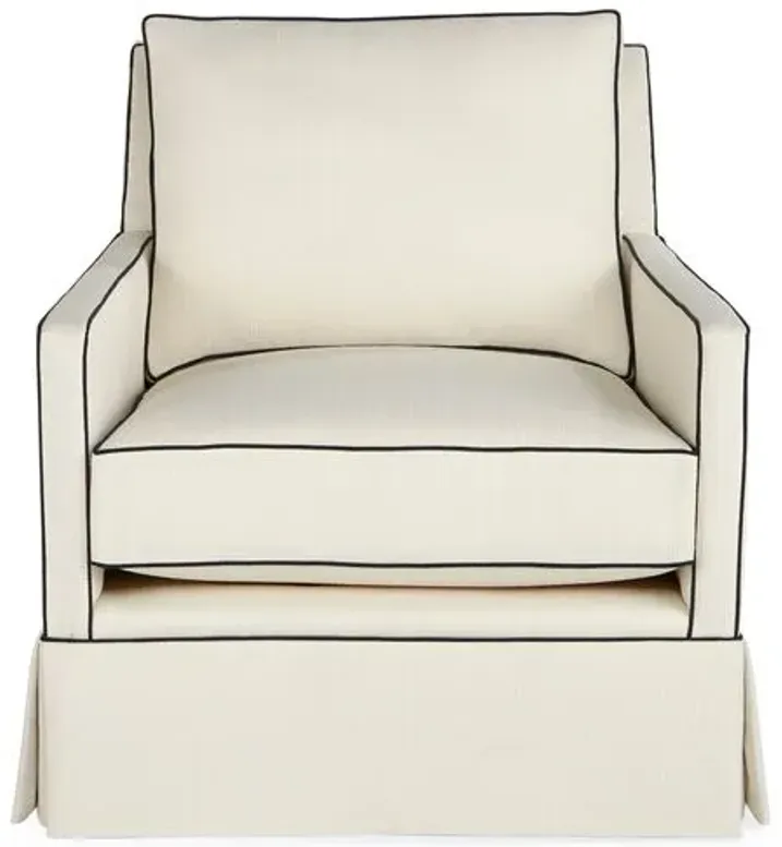 Auburn Club Chair - Ivory/Navy Crypton - Miles Talbott - Hancrafted in the USA