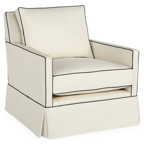 Auburn Club Chair - Ivory/Navy Crypton - Miles Talbott - Hancrafted in the USA