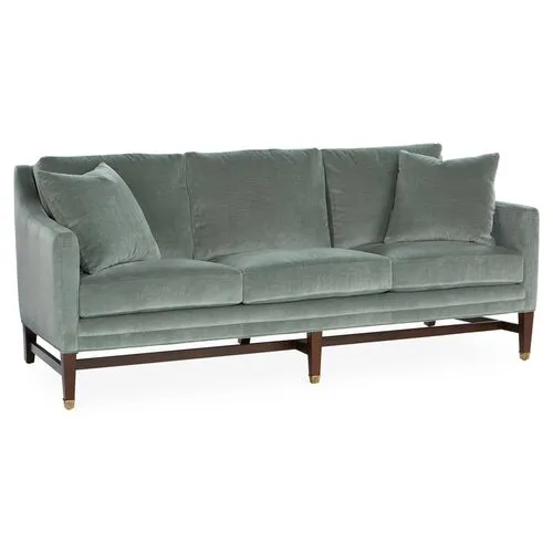 Arden Sofa - Sage Velvet - Handcrafted