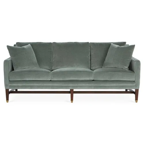 Arden Sofa - Sage Velvet - Handcrafted