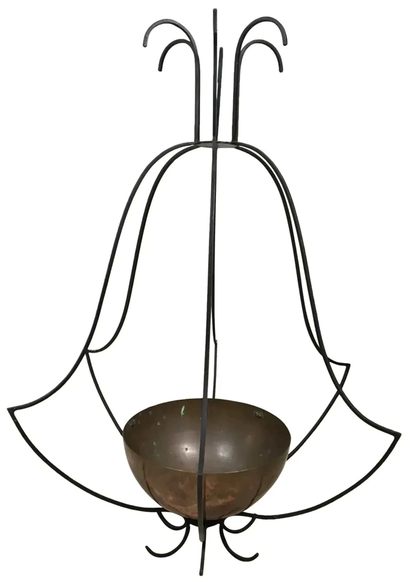 Large Iron and Copper Hanging Outdoor Planter - Von Meyer Ltd. - Black - 34" w x 43" h