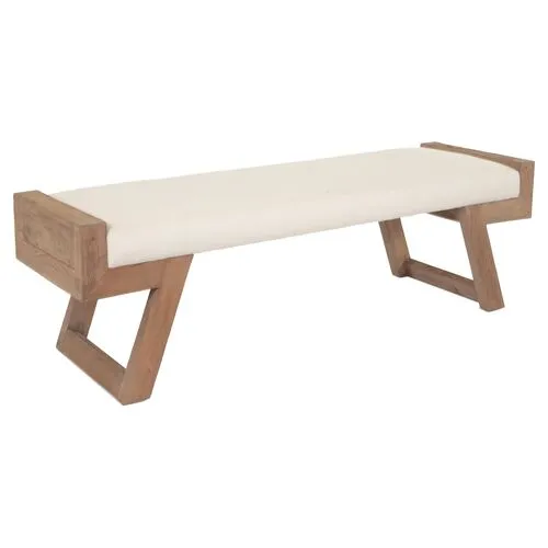 Perella 67" Bench - Ivory Linen - Community