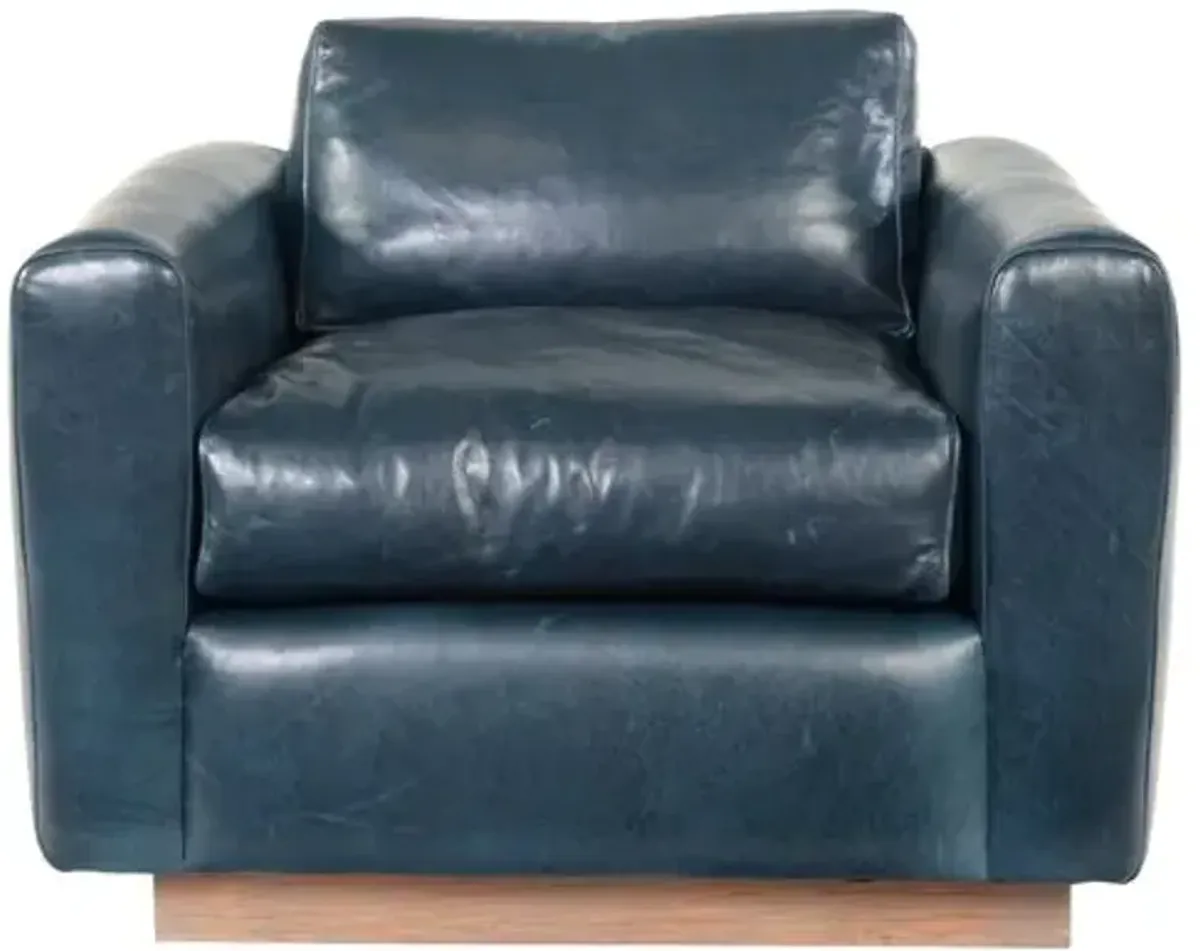 Furh Club Chair - Blue Leather - Community