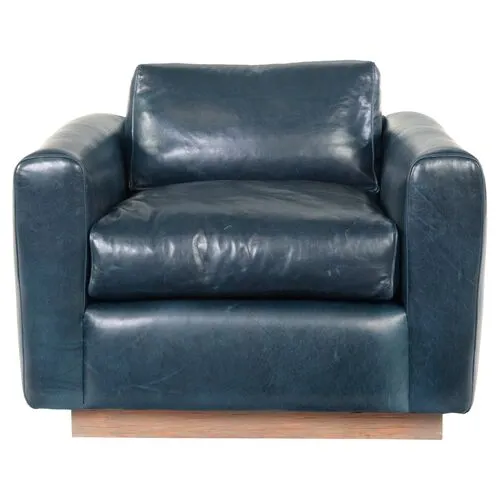 Furh Club Chair - Blue Leather - Community