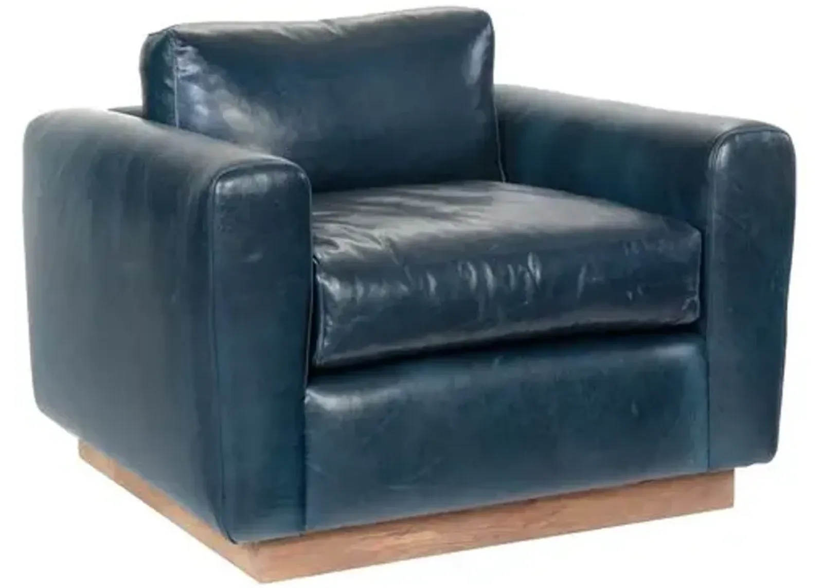 Furh Club Chair - Blue Leather - Community