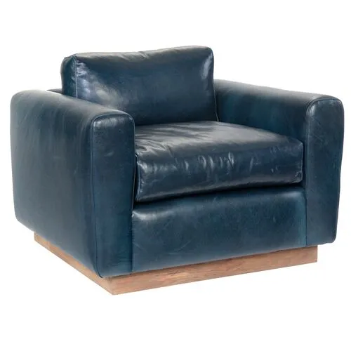 Furh Club Chair - Blue Leather - Community