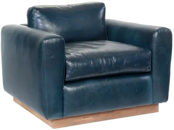 Furh Club Chair, Blue Leather