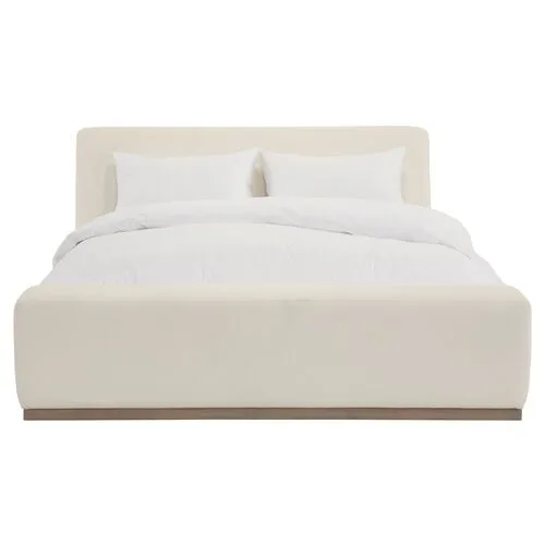 Leigh Linen Bed - Ivory White - Community