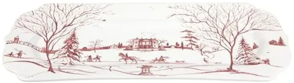 Country Estate Winter Hostess Tray - Ruby/White - Juliska