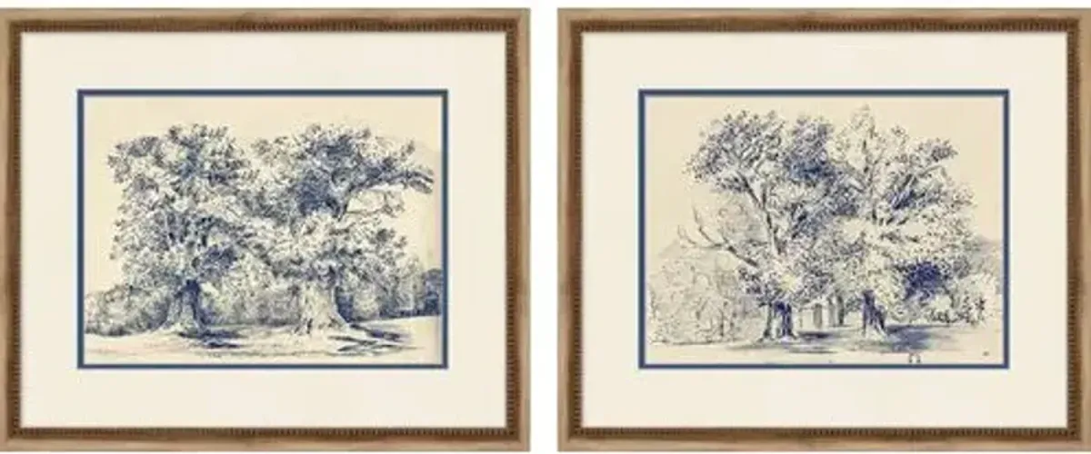 Navy Tree Diptych - Blue