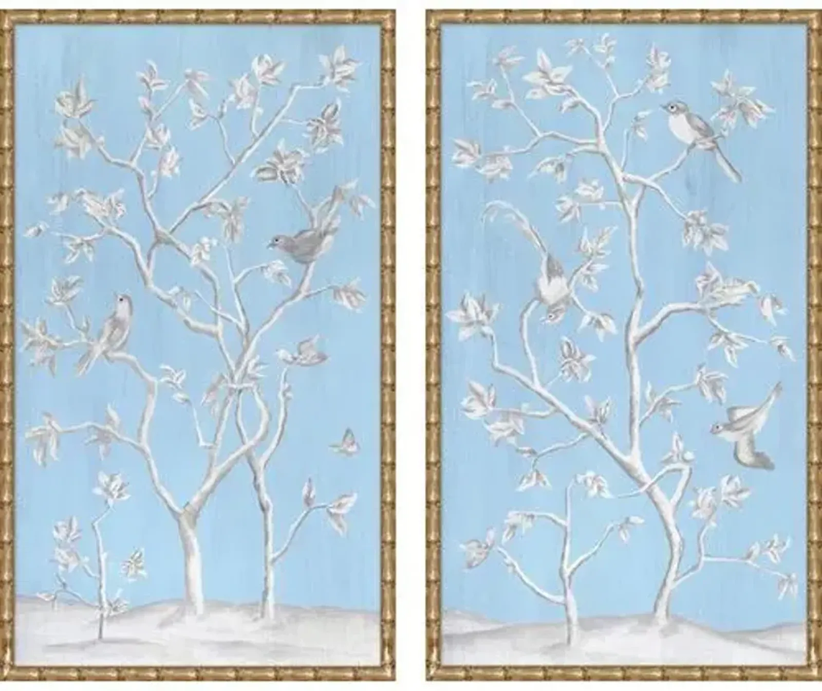 Painting - Contemporary Chinoiserie Diptych - Blue