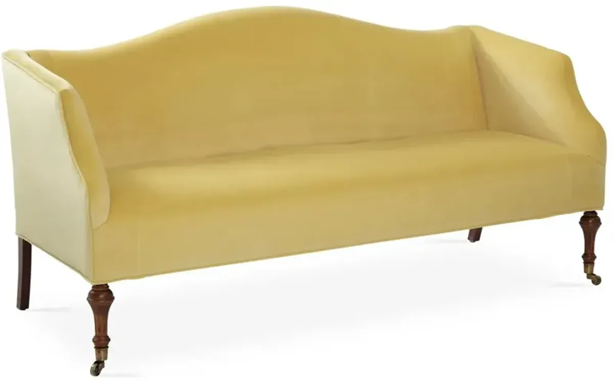 Lydia Camelback Settee, Canary Velvet