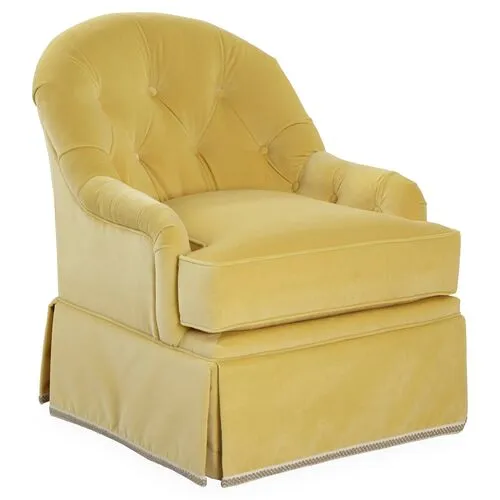 Marlowe Swivel Club Chair - Canary Velvet