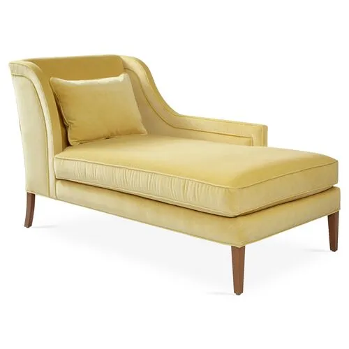 Roslin Right-Facing Chaise - Canary Velvet - Yellow - Comfortable, Sturdy, Stylish