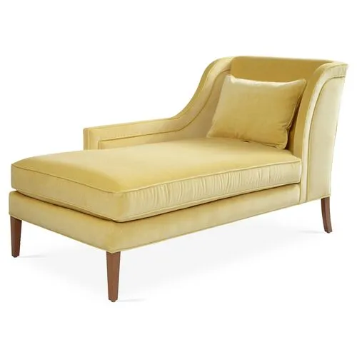 Roslin Left-Facing Chaise - Canary Velvet - Yellow - Comfortable, Sturdy, Stylish