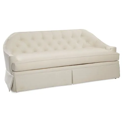 Charlotte 80" Skirted Sofa - White Linen