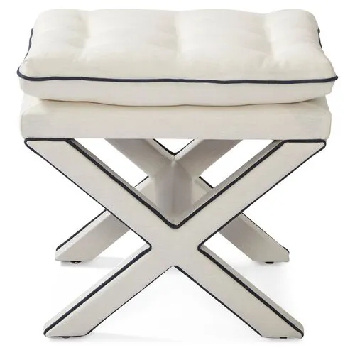 Dalton Pillow-Top Ottoman - White/Navy