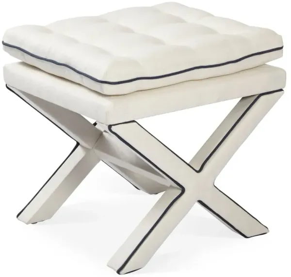 Dalton Pillow-Top Ottoman, White/Navy
