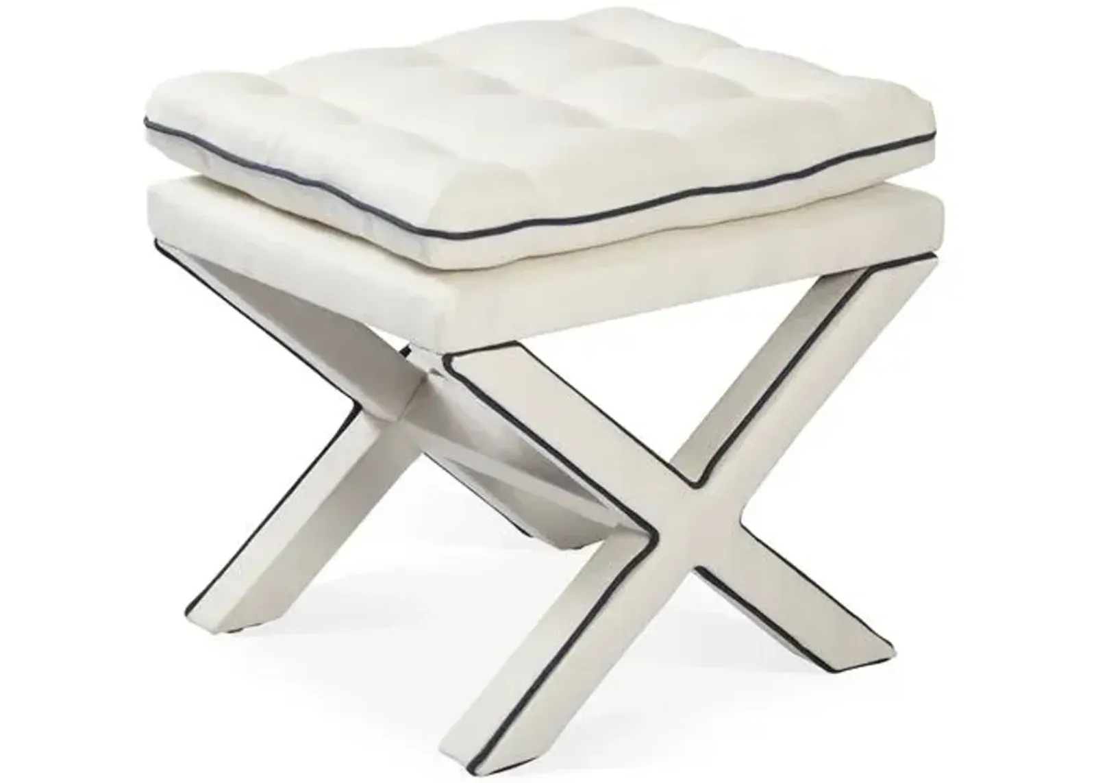 Dalton Pillow-Top Ottoman - White/Navy