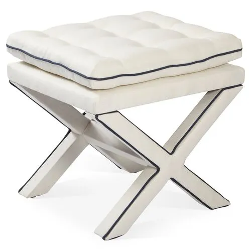 Dalton Pillow-Top Ottoman - White/Navy