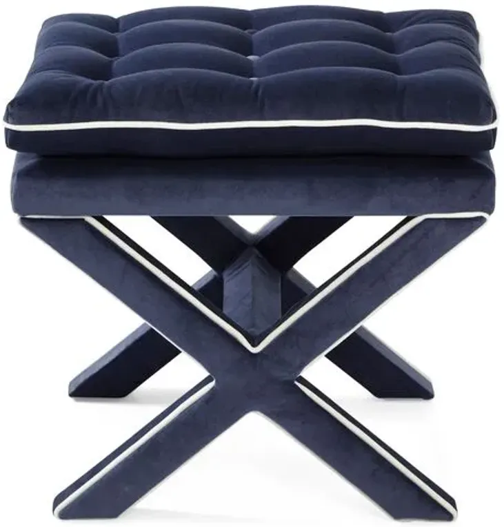 Dalton Pillow-Top Ottoman - Navy/White