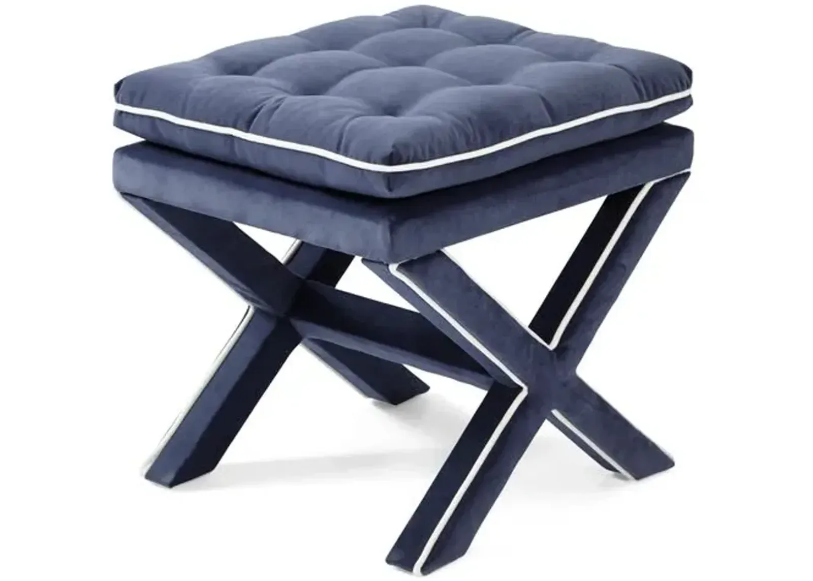 Dalton Pillow-Top Ottoman - Navy/White