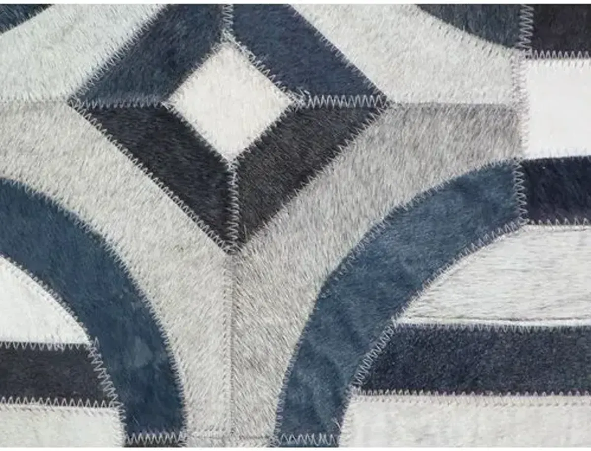 Flushing Hide Rug - Gray/Navy - Exquisite Rugs - Blue - Blue